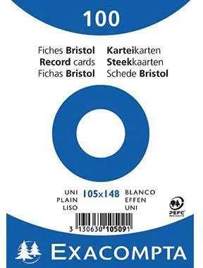 Exacompta Karteikarte 10509E DIN A6 blanko weiß 100 St./Pack.