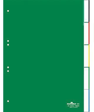 DURABLE Register 622005 DIN A4 0-5 5teilig Hartfolie grün