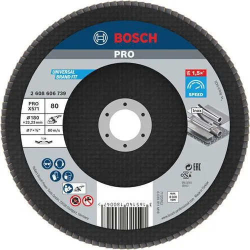 Bosch Fächerschleifscheibe PRO X571 Scheiben-D.180mm Körnung 80 gewinkelt