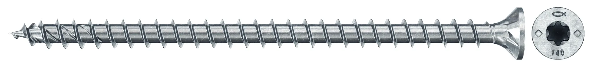 fischer Vollgewindeschraube PowerFull II CTF 8,0 x 160 BC 50 Senkkopf mit Innenstern TX Vollgewinde galvanisch verzinkt, blau passiviert