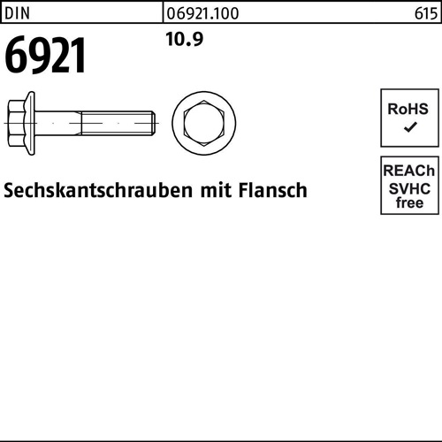 Sechskantschraube DIN 6921 Flansch M10x 40 10.9 100 Stück