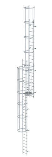 MUNK Mehrzügige Steigleiter mit Rückenschutz (Maschinen) Aluminium blank 12,96m
