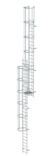 MUNK Mehrzügige Steigleiter mit Rückenschutz (Maschinen) Aluminium blank 12,96m