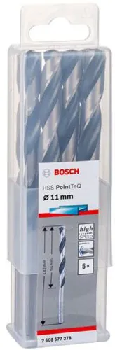 Bosch Metallspiralbohrer PointTeQ DIN388 Arbeits-L.94mm D.11mm Typ N 5St.