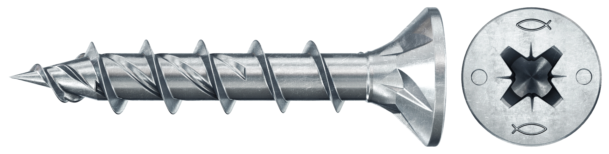 fischer PowerFast FPF II CZF 6,0 x 30 BC 500 Senkkopf mit Kreuzschlitz PZ Vollgewinde galvanisch verzinkt, blau passiviert