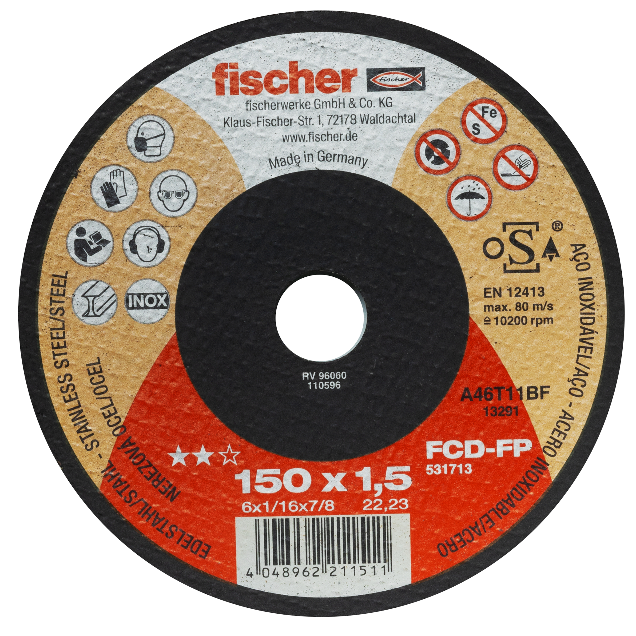 fischer Trennscheibe FCD-FP 150 x 1,5 x 22,23 Inox