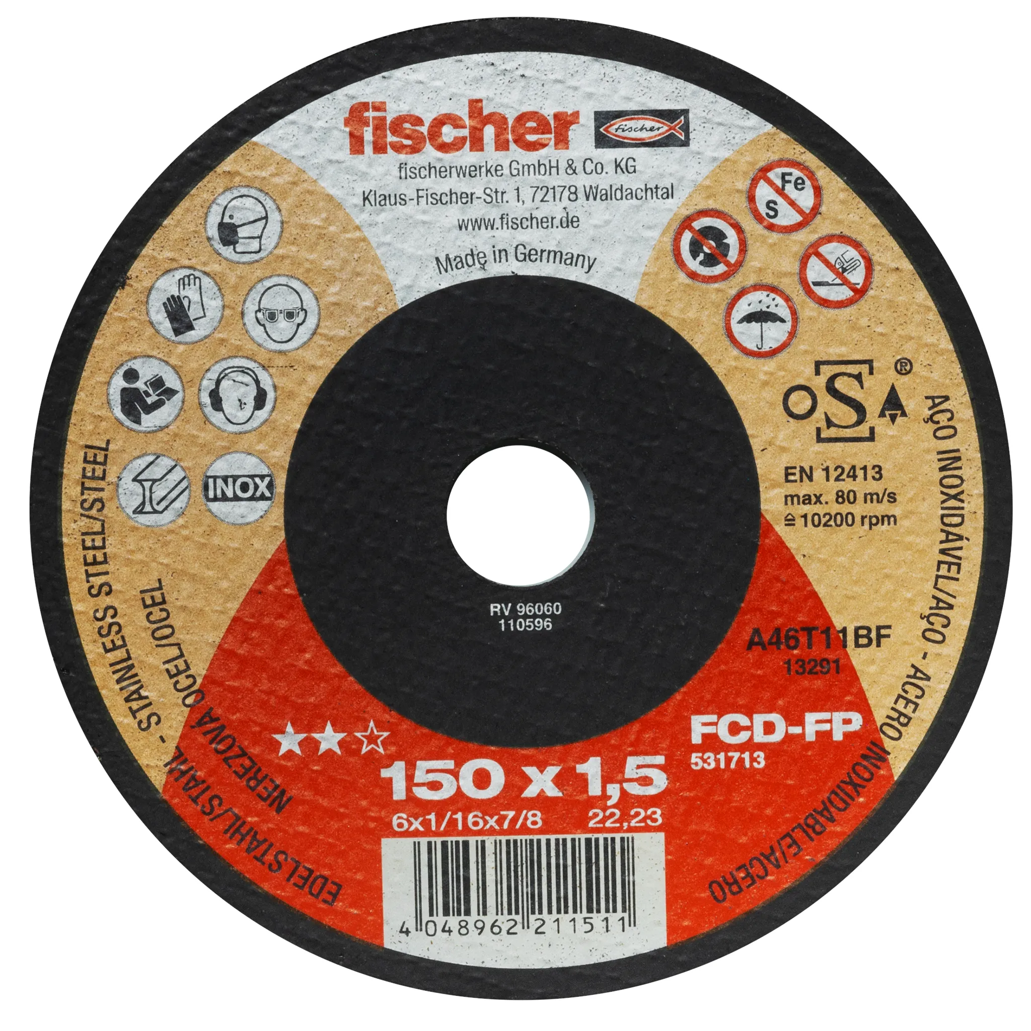 fischer Trennscheibe FCD-FP 150 x 1,5 x 22,23 Inox