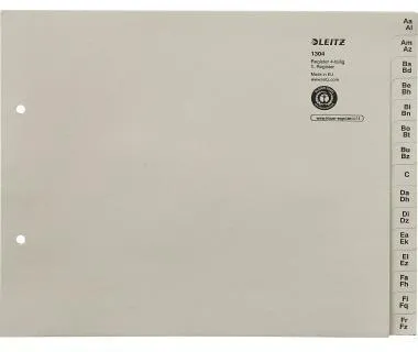 Leitz Registerserie 13040085 DIN A4 A-Z für 4Ordner Tauenpapier grau
