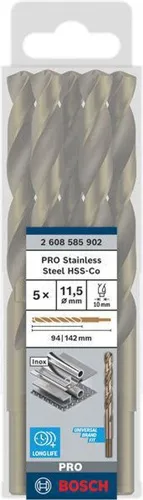 Bosch Metallbohrer PRO Stainless Steel Arbeits-L.94mm D.11,5mm L.142mm 5St.