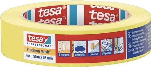 Präzisionskrepp 4334 glatt gelb L.50m B.25mm Rl.TESA