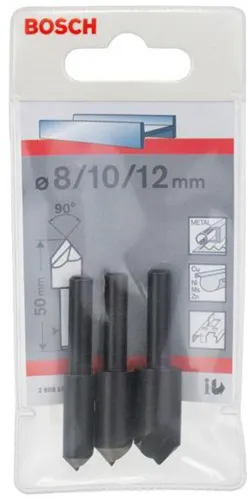 Bosch Kegelsenker-Set 3tlg. D.8-12mm L.50mm Zylinderschaft Schaft-D.6/8mm