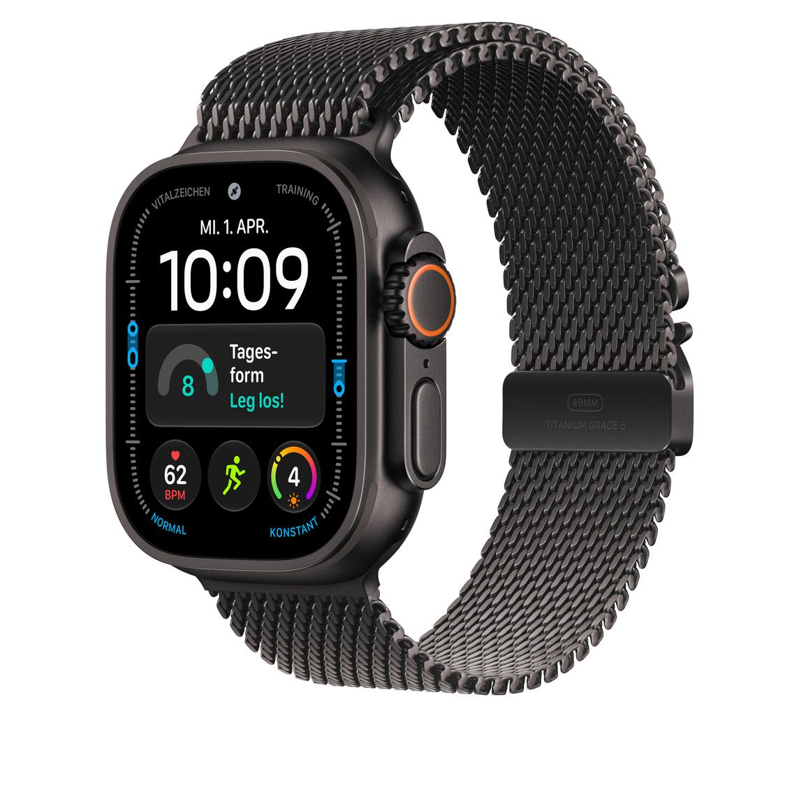 Apple Titan Milanaise Armband, Schwarz, 49mm, Large