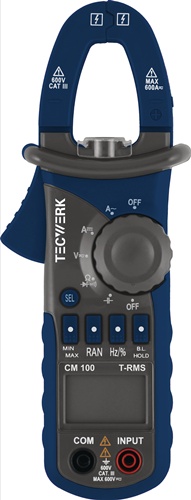 TECWERK Stromzangenmultimeter CM 100 10 mA-600 A AC,10 mA-600 A DC CAT III 600V 
