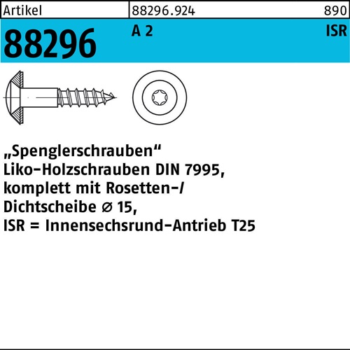 Spenglerschraube R 88296 Dichtscheibe LIKO ISR 4,5x 35 -15 A 2 200Stück