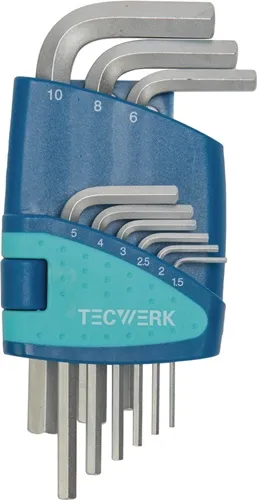 TECWERK Sechskantwinkelschraubendrehersatz 9-tlg.Ku.-Halter SW 1,5-10mm kurz