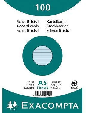 Exacompta Karteikarte 10818SE DIN A5 liniert blau 100 St./Pack.