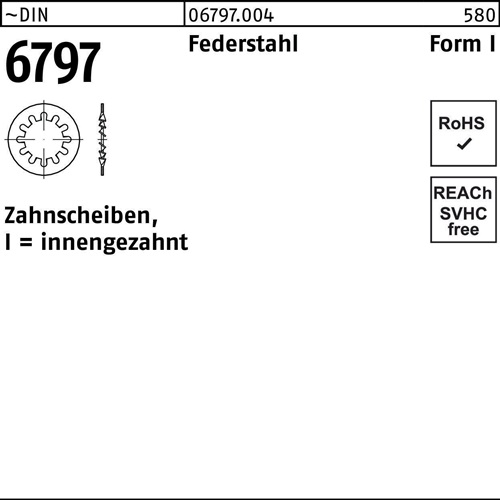 Zahnscheibe DIN 6797 FormI innengezahnt I 4,3 Federstahl 5000 Stück