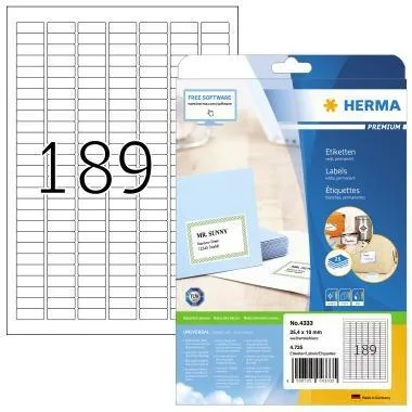 HERMA Etikett PREMIUM 4333 25,4x10 mm weiß 4.725 St./Pack.