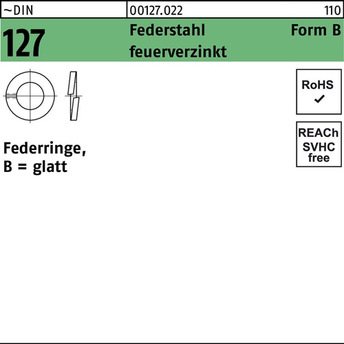 Federring DIN 127 B 20 Federstahl feuerverz. 100 Stück