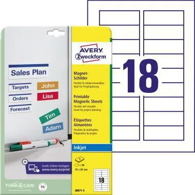 Avery Zweckform Magnetschild J8871-5 78x28mm ws 90 St./Pack.
