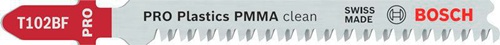 Bosch Stichsägeblatt PRO Plastics PMMA clean T102BF L.92mm BIM Zahnteilung 1,8mm 2 St
