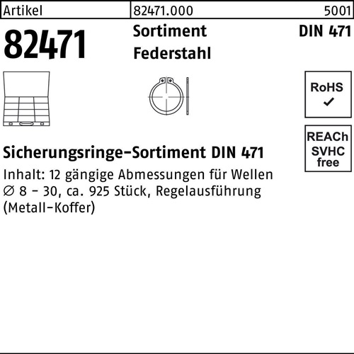 Sicherungsringsortiment DIN 471 925tlg. Federstahl 1 Stück