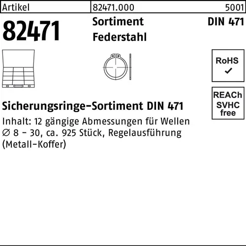 Sicherungsringsortiment DIN 471 925tlg. Federstahl 1 Stück