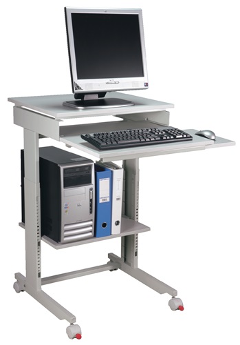 PC-Arbeitstisch lichtgrau, RAL 7035 fahrbar