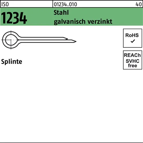 Splinte ISO 1234 10x 71 Stahl galv.verz. 100 Stück