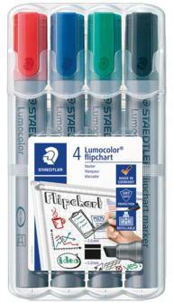 STAEDTLER Flipchartmarker Lumocolor 356 B WP4 2-5mm sort. 4 St./Pack.