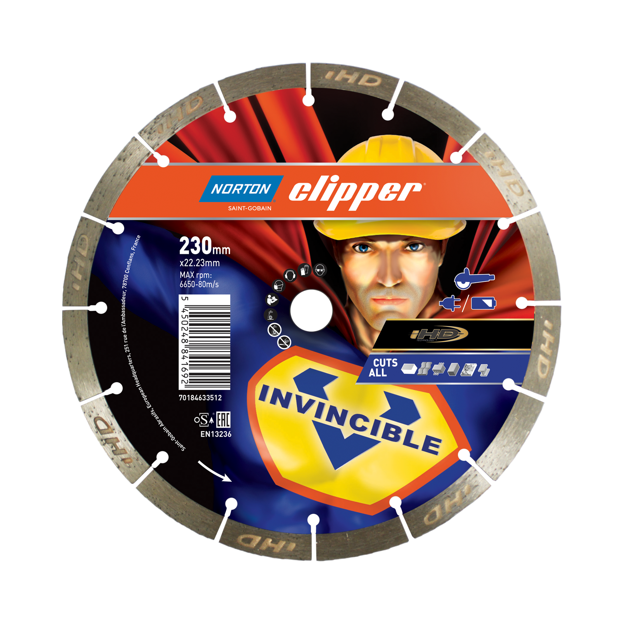 Norton Clipper 10x Invincible Diamantscheibe Ø230x22,23 + 1 Display