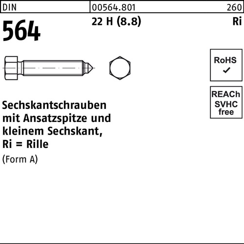 Sechskantschraube DIN 564 Ansatzspitze AM 6x 12 22 H (8.8) 100 Stück