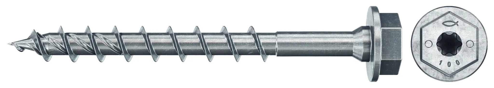 fischer PowerFast FPF II HWTF 10,0 x 120 BC 50 Sechskantkopf mit Innenstern TX Vollgewinde galvanisch verzinkt blau passiviert