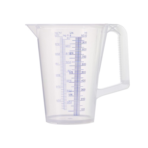 Messbecher 1l blau bedruckte Skala PP PRESSOL