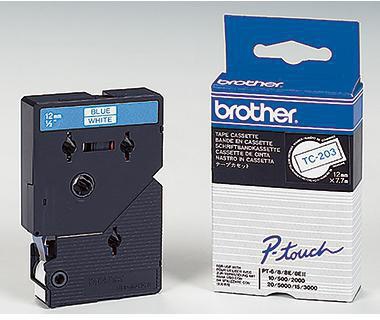 Brother Schriftbandkassette TC203 12mmx7,7m laminiert bl auf ws