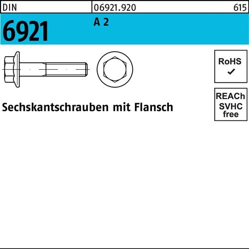 Sechskantschraube DIN 6921 Flansch M10x 45 A 2 100 Stück