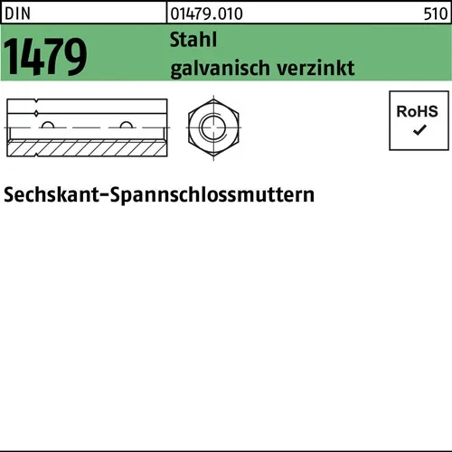 Sechskantspannschlossmutter DIN 1479 M12 Stahl galv.verz. 10 Stück