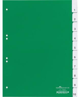 DURABLE Register 622105 DIN A4 10teilig Hartfolie grün