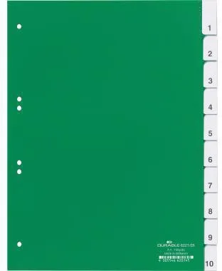 DURABLE Register 622105 DIN A4 10teilig Hartfolie grün