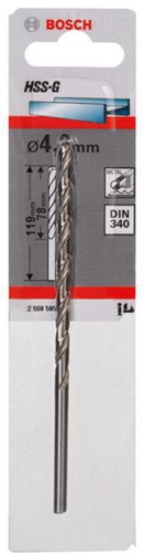 Bosch Metallbohrer HSS-G DIN340 Arbeits-L.78mm D.4,2mm L.119mm Typ N