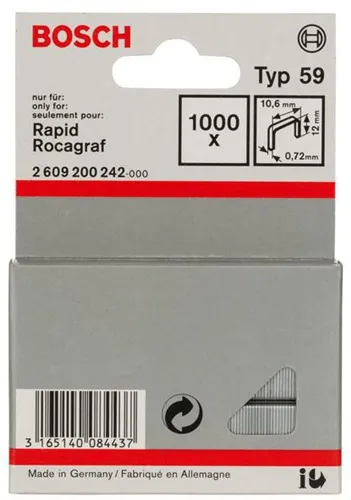 Bosch Feindrahtklammer Typ 59 BxL 10,6x12mm Dicke 0,72mm 1000er Pack
