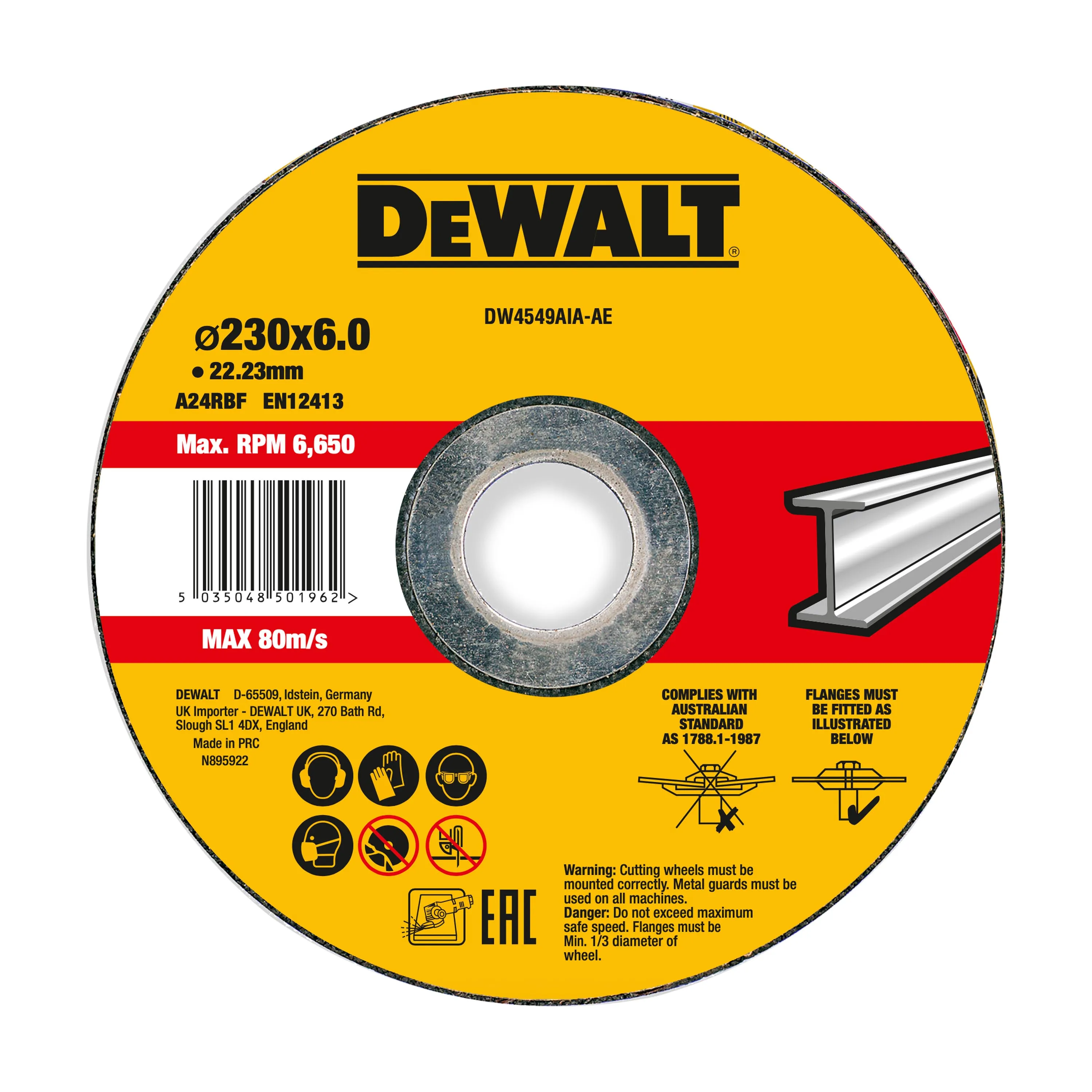 DEWALT DW4549AIA-AE Schruppscheibe 230x6x22,23 mm Metall