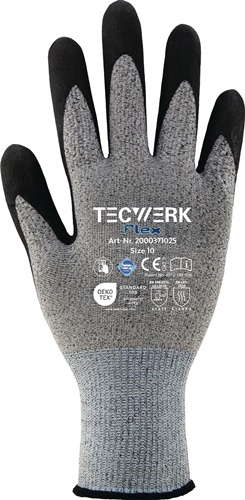 TECWERK Handschuhe Flex Gr.8 grau/schwarz EN 388 PSA II