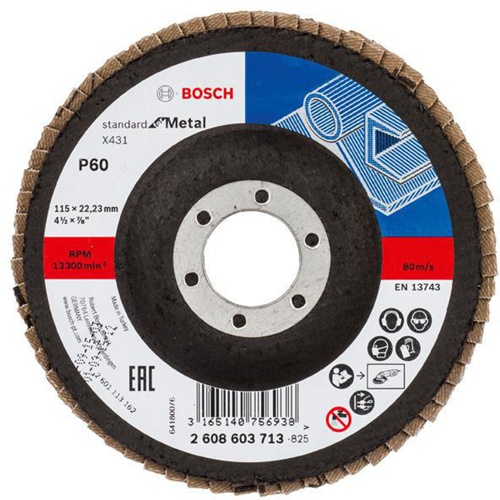 Bosch Fächerschleifscheibe X431 Standard for Metal Scheiben-D.115mm Körn.60 Glasgewebe