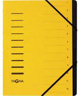 PAGNA Ordnungsmappe 40059-05 DIN A4 12Fächer Pressspankarton gelb
