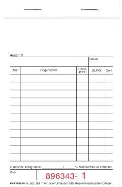 Kassenblock RNK Verlag DIN A6 1 Durchschlag 2 x 50 RNK VERLAG