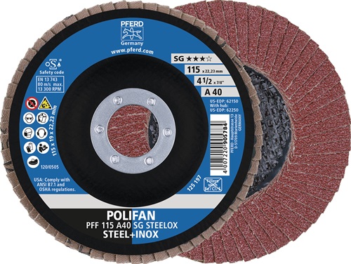 Fächerscheibe POLIFAN A SG STEELOX D.125mm K.80 kon.INOX NK PFERD
