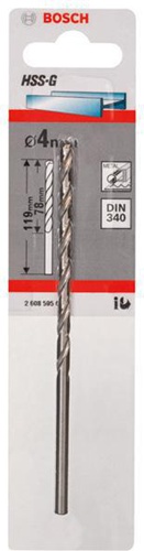 Bosch Metallbohrer HSS-G DIN340 Arbeits-L.78mm D.4mm L.119mm Typ N