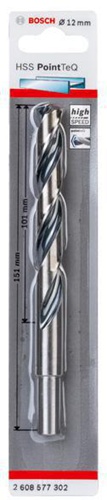 Bosch Metallspiralbohrer PointTeQ DIN388 Arbeits-L.101mm D.12mm Typ N m.reduz.Schaft