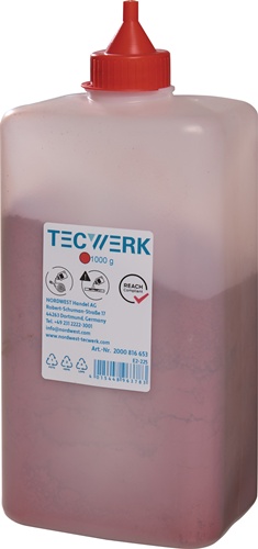 Schlagschnurkreide 1000g rot Ku.-Flasche TECWERK